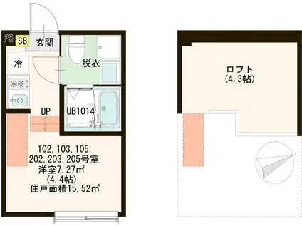ハーモニーテラス船堀III(ワンルーム/1階)の間取り写真