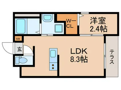 リアコート枚方御殿山町サウス(1LDK/1階)の間取り写真