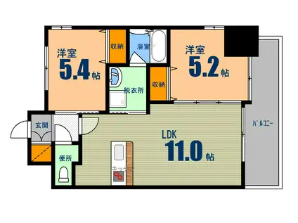 IKUSHIN平和公園(2LDK/7階)の間取り写真
