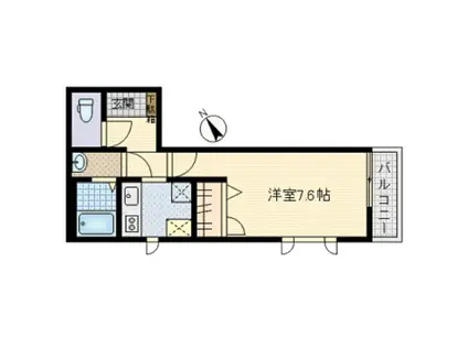 カーサ・ヴェルデ(1K/2階)の間取り写真