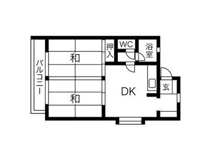 コーポヒロモト(2DK/2階)の間取り写真