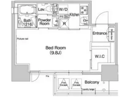 コンフォリア北浜(1K/11階)の間取り写真