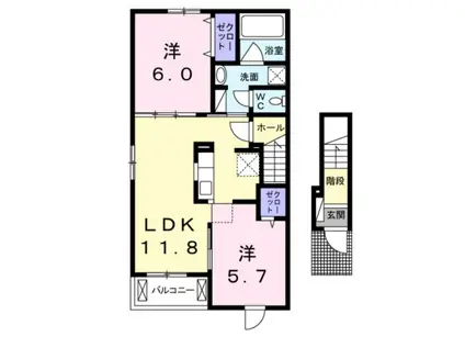 メゾン ド シリウス(2LDK/2階)の間取り写真