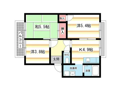 パストラル(3K/2階)の間取り写真