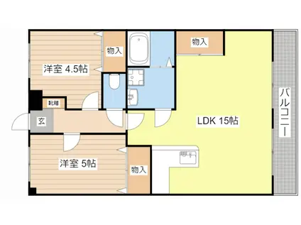 RIVER SIDE 11(2LDK/2階)の間取り写真