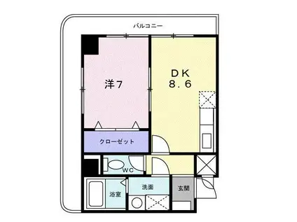 東上町林ビル(1DK/3階)の間取り写真