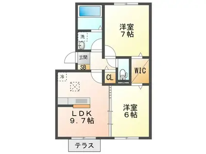 プレミールボヌール G棟(2LDK/1階)の間取り写真