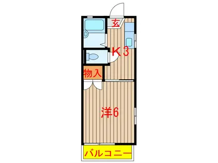 サンハイツ咲ヶ丘(1K/1階)の間取り写真