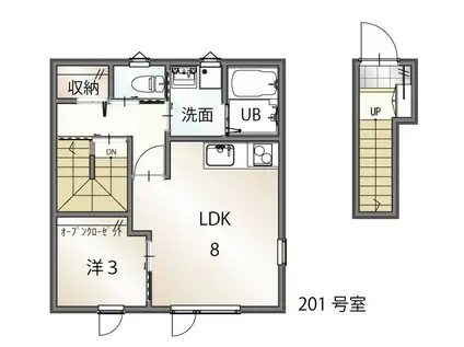 山猫荘(1LDK/2階)の間取り写真