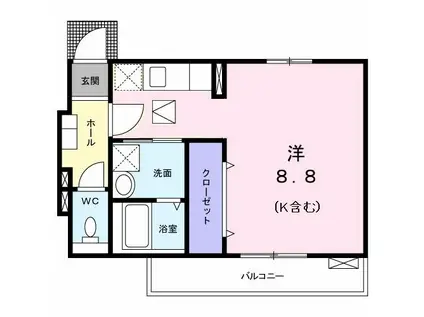 ヴィラ ジャスティスI(ワンルーム/1階)の間取り写真