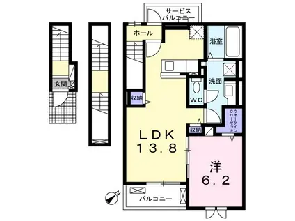 デーア・フィオーレⅢ(1LDK/3階)の間取り写真