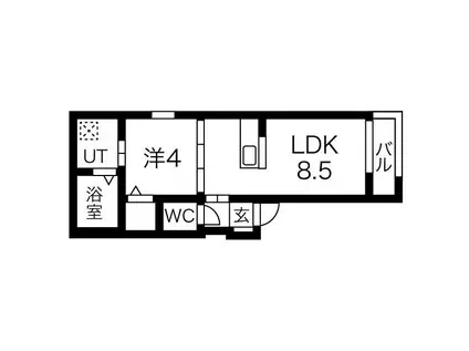 ファンキャッスル(1LDK/2階)の間取り写真