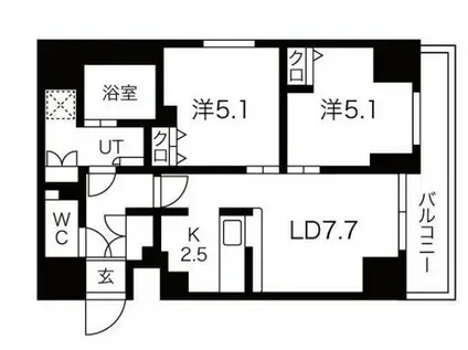 プレール・ドゥーク南千住(2LDK/5階)の間取り写真