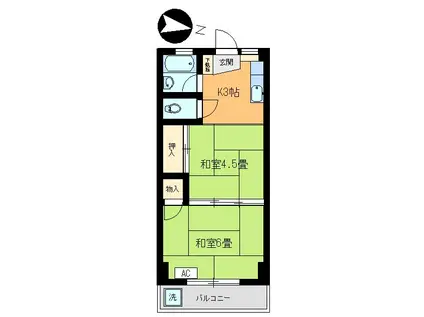 江北マンション(2K/1階)の間取り写真