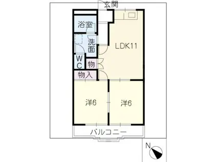 ルイール21(2LDK/1階)の間取り写真