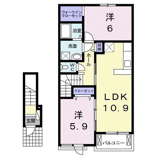 セレーノII(2LDK/2階)の間取り写真