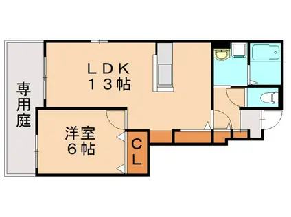 ブリオ浦の原(1LDK/1階)の間取り写真