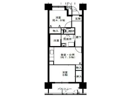 明泉寺シティコート(2DK/1階)の間取り写真