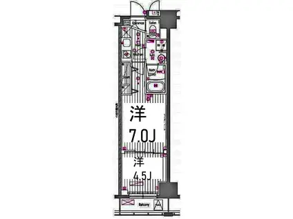 ガーラ・ステーション横濱関内(2K/4階)の間取り写真