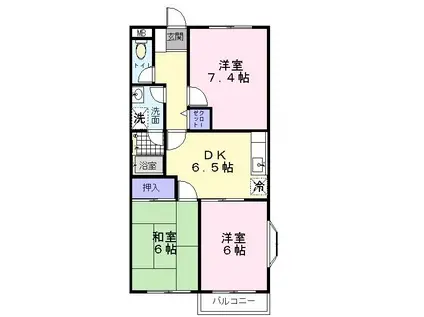 ローズガーデン(3DK/1階)の間取り写真