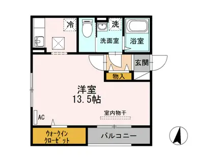 ブルートップ C棟(ワンルーム/1階)の間取り写真