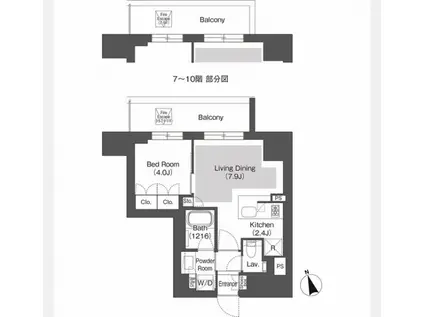 BELLE VUE 千代田飯田橋 ベルビュー千代田飯田橋(1LDK/10階)の間取り写真