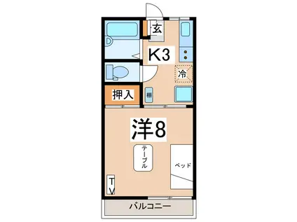 メゾンタカラ(1K/1階)の間取り写真