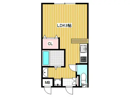 ベルビュ新明(ワンルーム/2階)の間取り写真