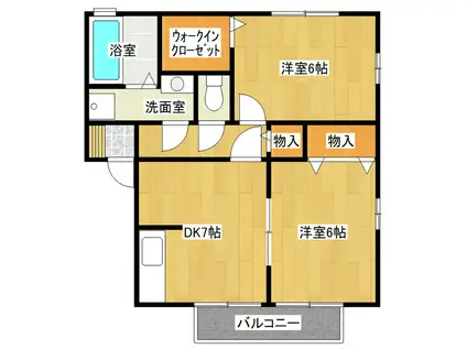 ディアコート ティアラ B(2DK/1階)の間取り写真