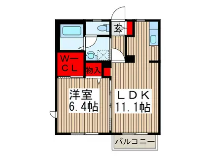 ベルデュールIII(1LDK/2階)の間取り写真