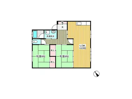小林コーポ(2LDK/1階)の間取り写真