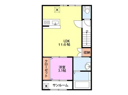 八王寺レジデンス(1LDK/2階)の間取り写真