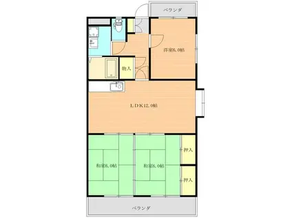 ファミールA(3LDK/4階)の間取り写真
