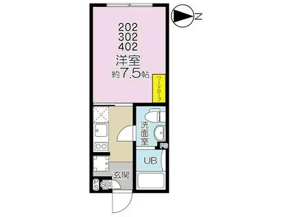 LAPIS下目黒(1K/3階)の間取り写真