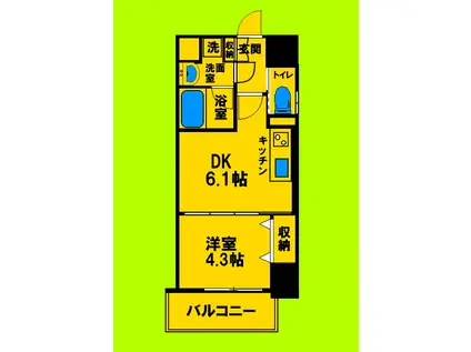 リッジガーデン江坂2(1DK/7階)の間取り写真