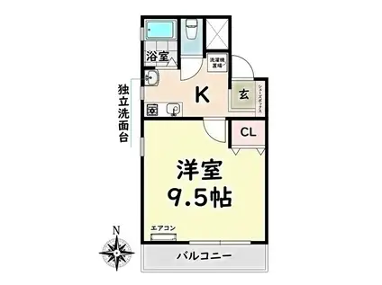 パルファン(1K/1階)の間取り写真