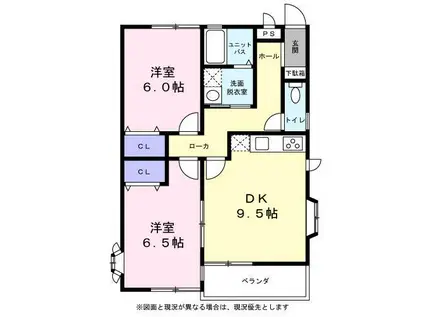 シティーハイツ エリカ A棟(2DK/2階)の間取り写真