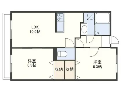 CASA永昌館(2LDK/5階)の間取り写真