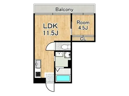 北代ビル(1LDK/5階)の間取り写真