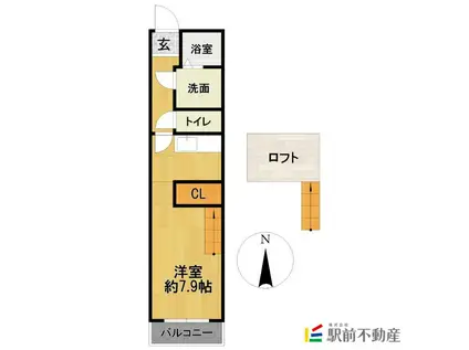 サンマリノ津福(1K/1階)の間取り写真