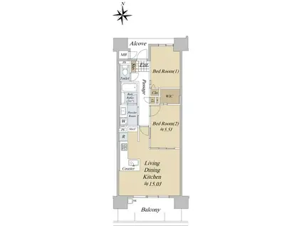 プレサンスロジェ志賀本通駅前(2LDK/7階)の間取り写真