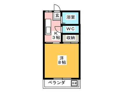 ユタカエイト(1K/2階)の間取り写真