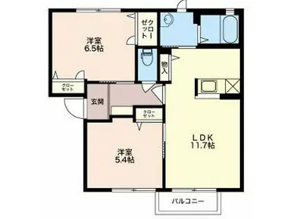 リバースA(2LDK/2階)の間取り写真