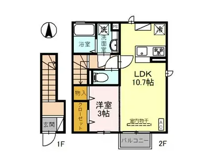 LA MIA VITA(1LDK/2階)の間取り写真