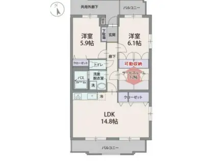 シレンシオパティオ(2SLDK/1階)の間取り写真