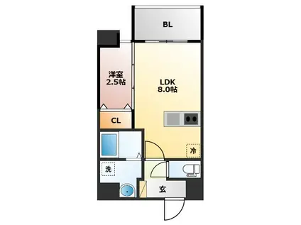 MODERN PALAZZO 長崎 CENTRAL(1LDK/9階)の間取り写真
