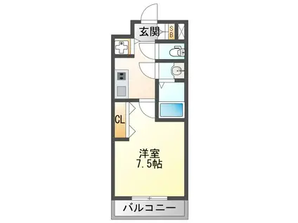 ラグゼ三国II(1K/6階)の間取り写真