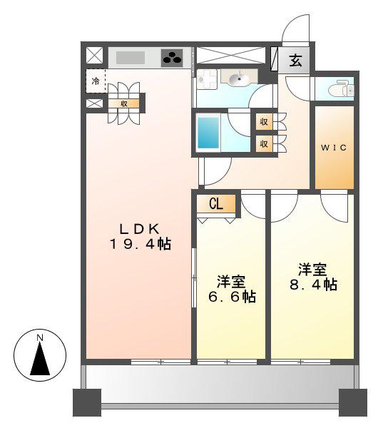 グランアベニュー名駅(2LDK/13階)の間取り写真