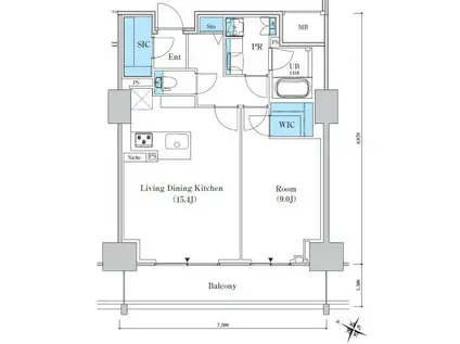 ロイヤルパークスER万代(1LDK/17階)の間取り写真