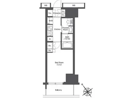 東京ポートシティ竹芝 レジデンスタワー(1K/3階)の間取り写真